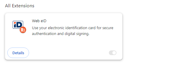 The Chrome Web eID extension is enabled centrally