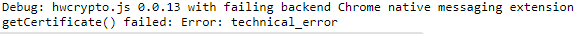 Error while attempting to sign