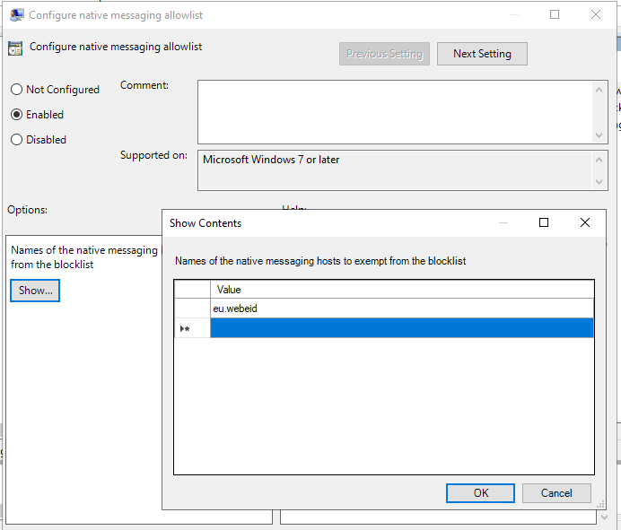 Enabling eu.webeid in the Chrome policy
