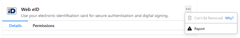 The Web eID extension is always on