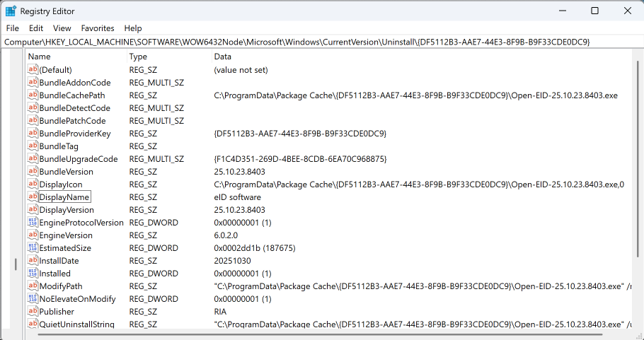 ID-software version 26.4.20.8412 in the registry