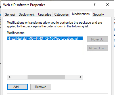 Sample of adding a transform file to a GPO-MSI installation