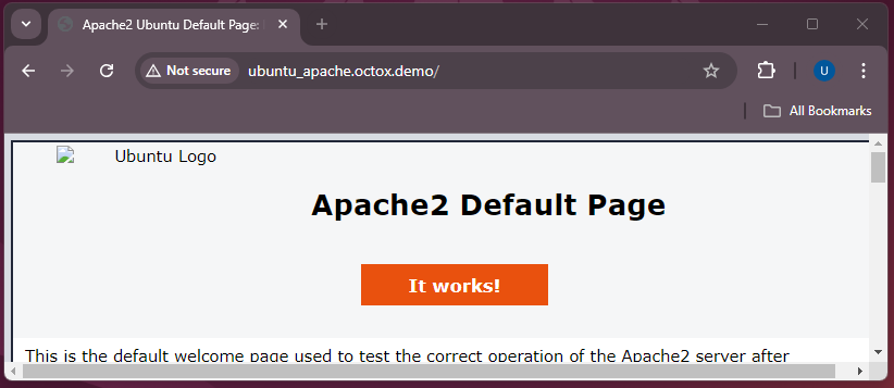 Apache web server in the default configuration