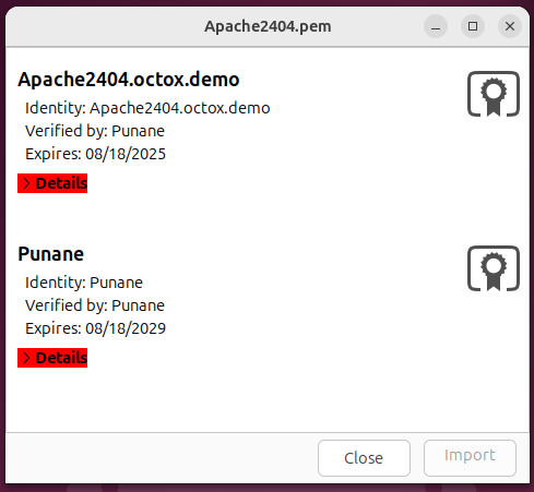 Certificates consolidated into a single file