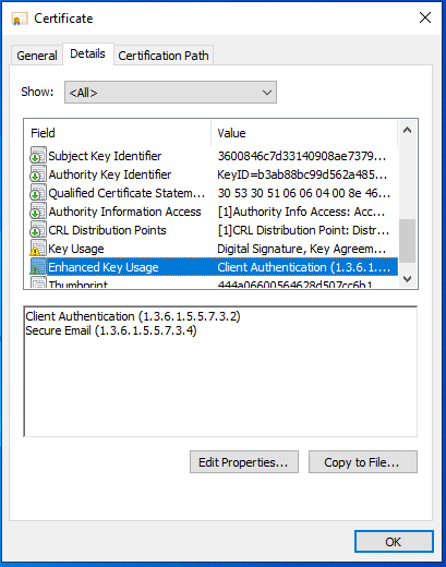 EKU contains Client Authentication