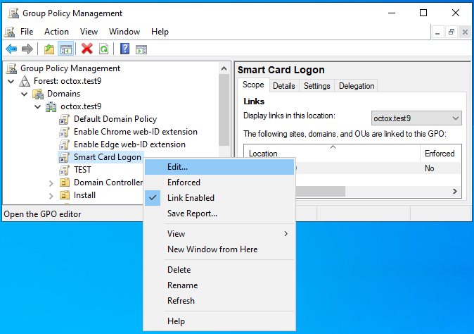 Selecting GPO, starting editing