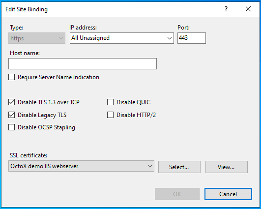 Turn TLS 1.3 off to enable certificate based authentication