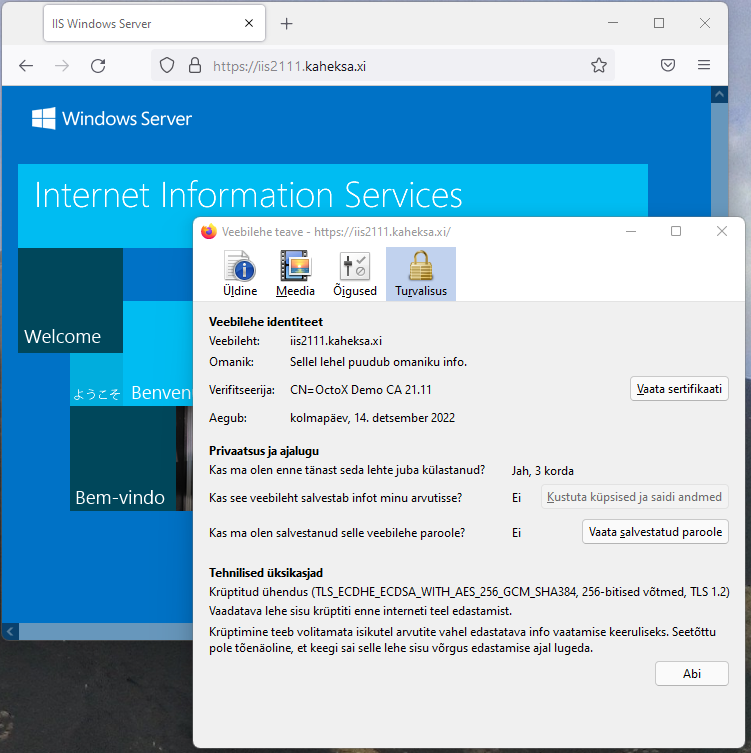 Authentication succeeded over TLS 1.2 protocol