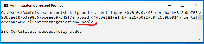 Enabling clientcertnegotiation