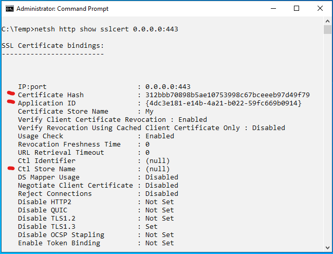 Default https certificate options