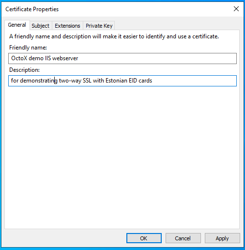 Certificate general information
