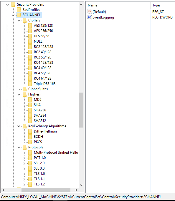 Schannel configurable options