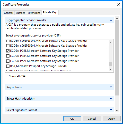 Selecting CSP