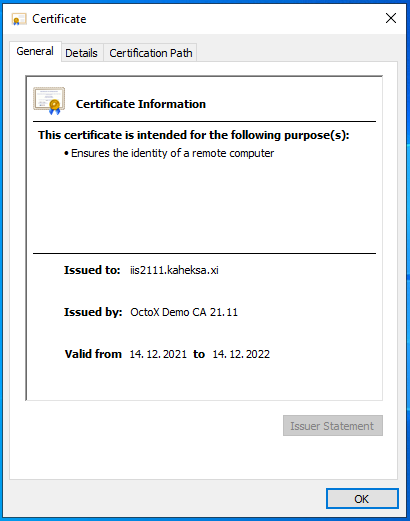 Certificate for IIS server