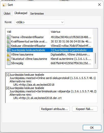 ESTEID2018 AIA OCSP address in the certificate